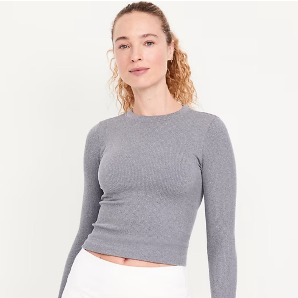 Exhale Seamless Fitted Rib Tee Shirt Long Sleeve